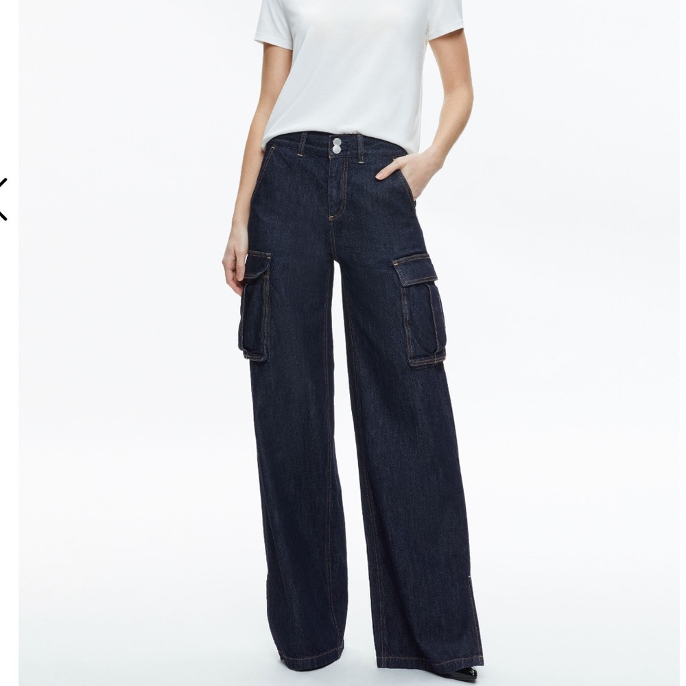Alice and Olivia Kal cargo side slit jeans